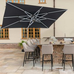 Titan Cantilever Parasol 3m x 4m Rectangular - With LED Lights & Cover - Charcoal