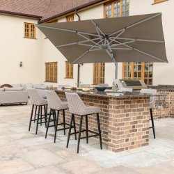 Titan Cantilever Parasol 3m x 4m Rectangular - With LED Lights & Cover - Taupe