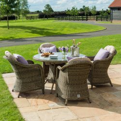 Maze Rattan Winchester 4 Seat Round Dining Set With Heritage Chairs