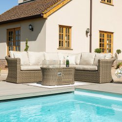 Maze Rattan Winchester Large Corner Sofa Set with Fire Pit