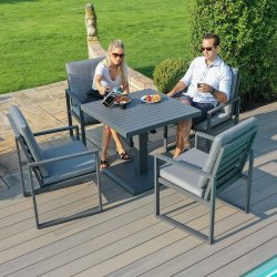 Maze Rattan Amalfi 4 Seat Square Dining Set with Rising Table Grey