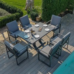 Maze Rattan Amalfi 6 Seat Rectangular Dining Set with Rising Table Grey