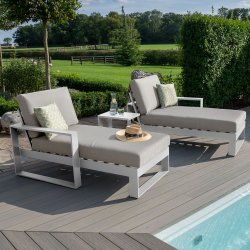 Maze Rattan Amalfi Double Sunlounger Set with Side Table White