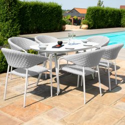 Maze - Outdoor Pebble 6 Seat Oval Dining Set  - Lead Chine