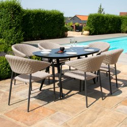 Maze - Outdoor Pebble 6 Seat Oval Dining Set  - Taupe