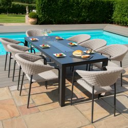 Maze - Outdoor Pebble 8 Seat Rectangle Dining Set With Fire Pit  - Taupe