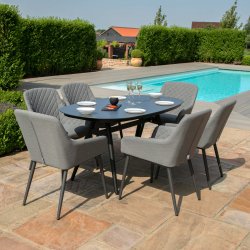 Maze - Outdoor Zest 6 Seat Oval Dining Set  - Flanelle