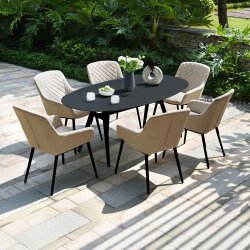 Maze - Outdoor Zest 6 Seat Oval Dining Set  - Taupe