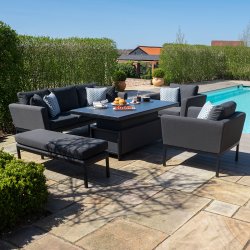 Maze - Outdoor Pulse 3 Seater Sofa Set with Rising Table - Charcoal