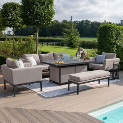 Maze - Outdoor Pulse 3 Seater Sofa Set with Fire Pit Table - Taupe