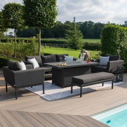 Maze - Outdoor Pulse 3 Seater Sofa Set with Fire Pit Table - Charcoal