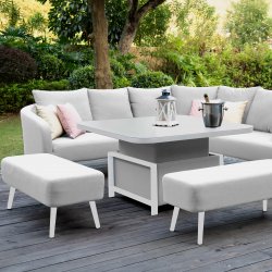 Maze - Outdoor Ambition Square Corner Sofa Dining Set With Rising Table - Lead Chine