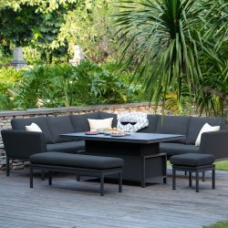 Maze - Outdoor Pulse Rectangle Corner Dining Set With Rising Table - Charcoal