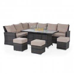 Maze Rattan Kingston Corner Dining Set With Fire Pit - Brown
