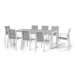 Maze Aluminium New York 8 Rectangular Dining Set - White