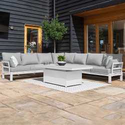 Maze Rattan Oslo Large Corner Sofa Group with Rising Table - White