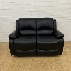 Barcelona Reclining 2 Seater Sofa - Black Leather