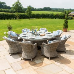 Maze Rattan Oxford 8 Seat Round Ice Bucket Dining Set With Heritage Chairs