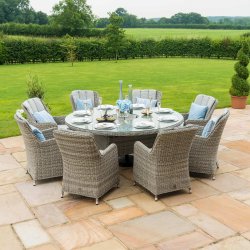Maze Rattan Oxford 8 Seat Round Ice Bucket Dining Set With Venice Chairs