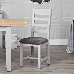 Eton Ladder Back Chair Fabric Seat (Pair) - Grey
