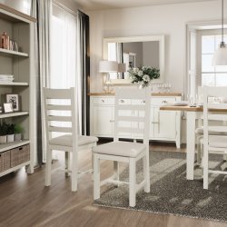 Pair of TT Dining White Ladder Back Chair Fabric