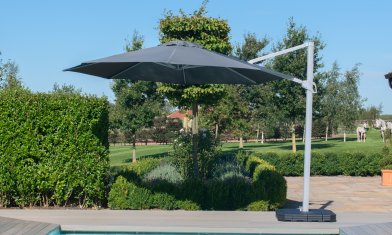 Zeus Cantilever Parasol 3.5m Round - With LED Lights & Cover - Charcoal