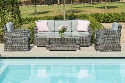 Maze Rattan Kingston 3 Seater Sofa Set - Grey: Grey Flat Weave