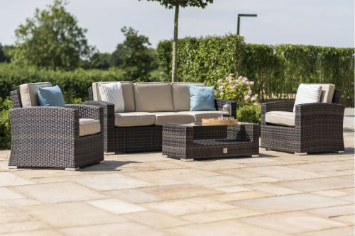 Maze Rattan Kingston 3 Seater Sofa Set - Brown: Brown Flat Weave