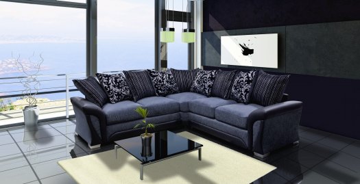 Santiago Corner Sofa - Black/Grey