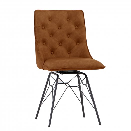 The Chair Collection Studded Back Chair with Ornate Legs - Tan (Pair)