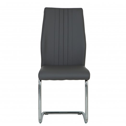 The Chair Collection Dining Chair with Chrome Legs - Dark Grey (Pair)