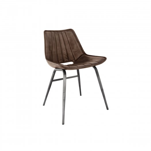 The Chair Collection Leather & Iron Chair - Brown (Pair)