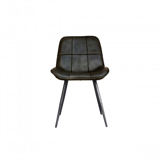 The Chair Collection Leather & Iron Chair - Dark Grey (Pair)