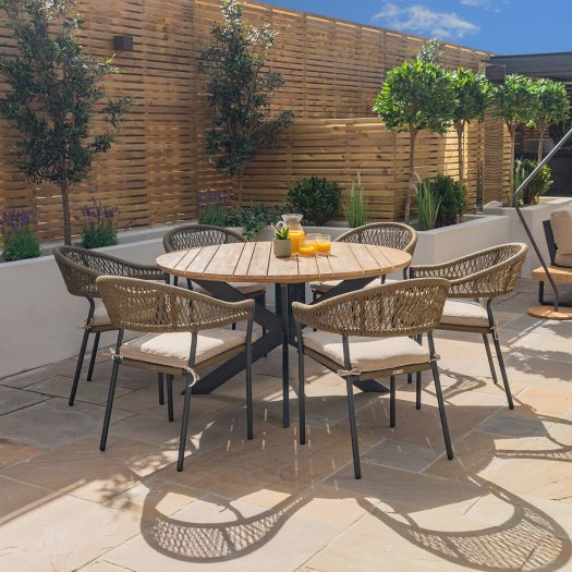 Maze Rope Bali 6 Seat Round Dining Set