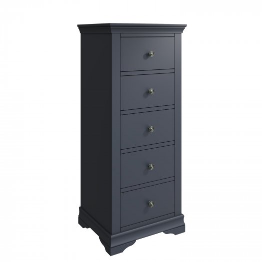 Swanley Midnight Grey Bedroom 5 Drawer Narrow Chest