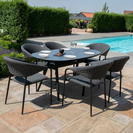 Maze - Outdoor Pebble 6 Seat Oval Dining Set  - Charcoal