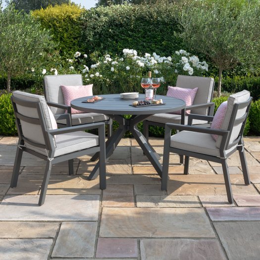 New York 4 Seat Round Dining Set - Dove Grey