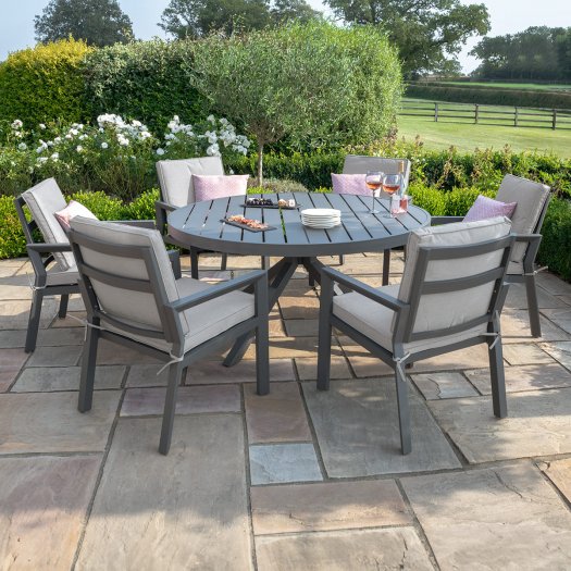 New York 6 Seat Round Dining Set - Dove Grey