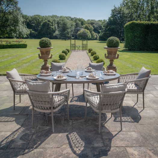 Maze Rope Weave Monaco 6 Seat Oval Dining Set - Cool Linen