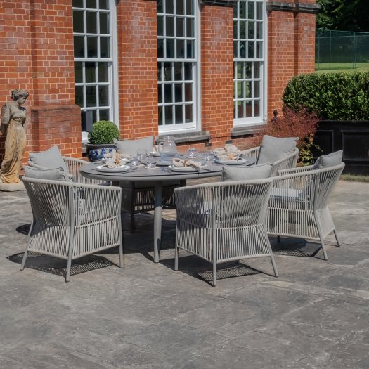Maze Rope Weave Maldives 6 Seat Oval Dining Set - Cool Linen