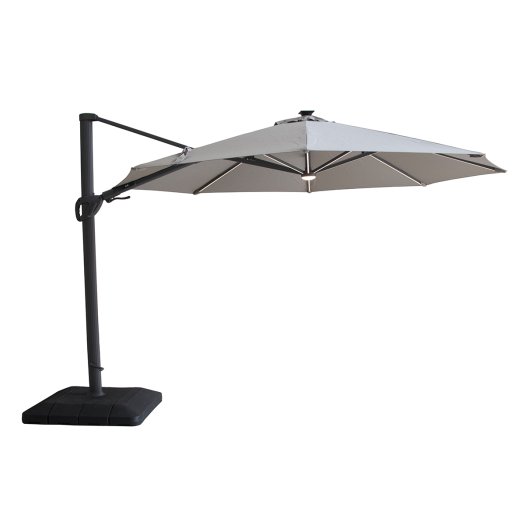 Aramis LED 3.5m Round Rotating Cantilever Parasol - White Pepper Beige