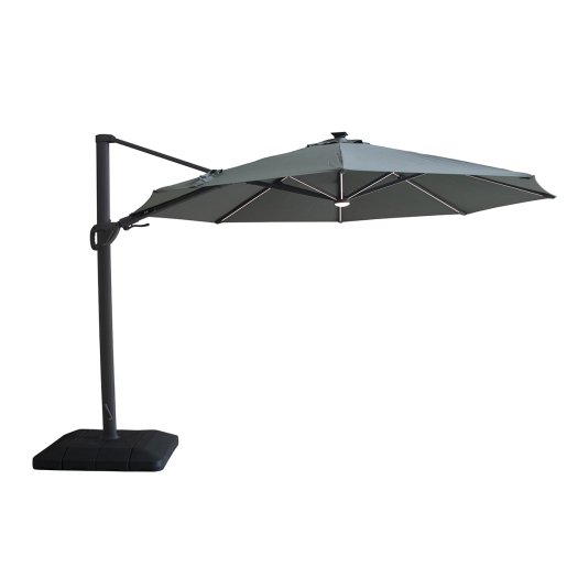 Aramis LED 3.5m Round Rotating Cantilever Parasol - Oil Green