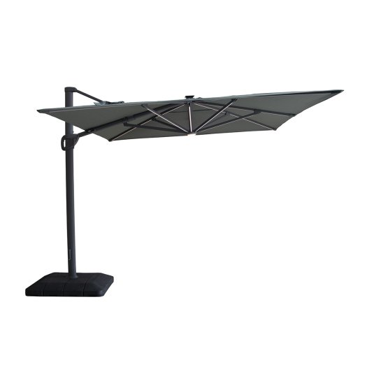 Aramis LED 3m x 4m Rectangular Rotating Cantilever Parasol - Oil Green