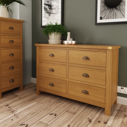 Ranby Oak Bedroom 6 Drawer Chest