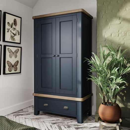 Haxby Oak Painted Bedroom 2 Door Wardrobe - Blue