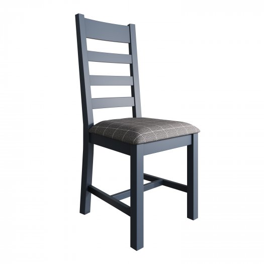 Pair of HO Painted Dining Slatted Dining Chair Grey Check - Blue