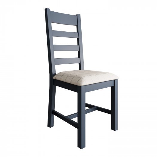 Pair of HO Painted Dining Slatted Dining Chair Natural Check - Blue