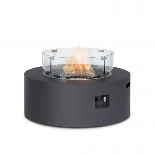 90ø Round Gas Fire Pit - Charcoal