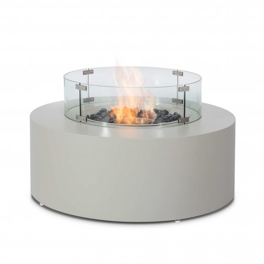 90ø Round Gas Fire Pit - Pebble White