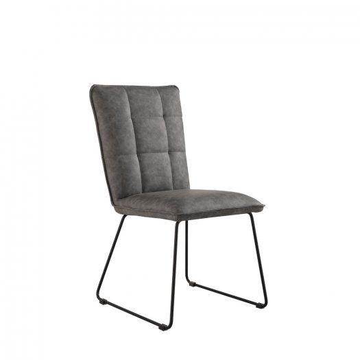 The Chair Collection Panel Back Chair with Angled Legs - Grey (Pair)
